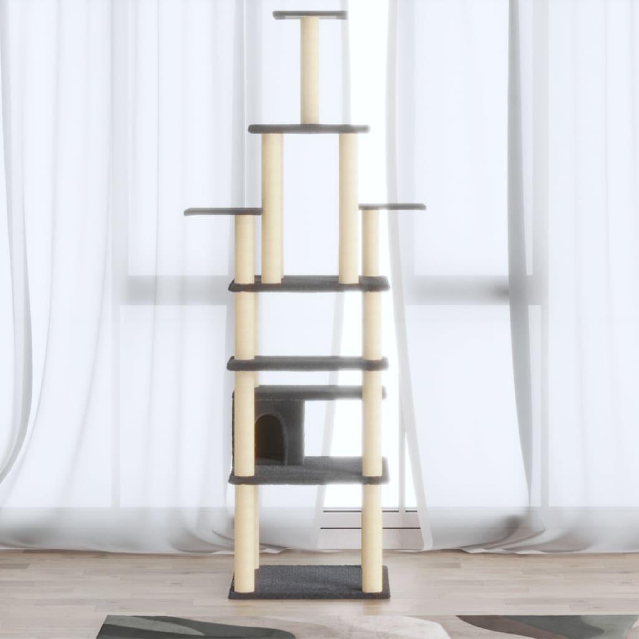 VIDAXL Arbre a chat avec griffoirs en sisal Gris fonce 183 cm
