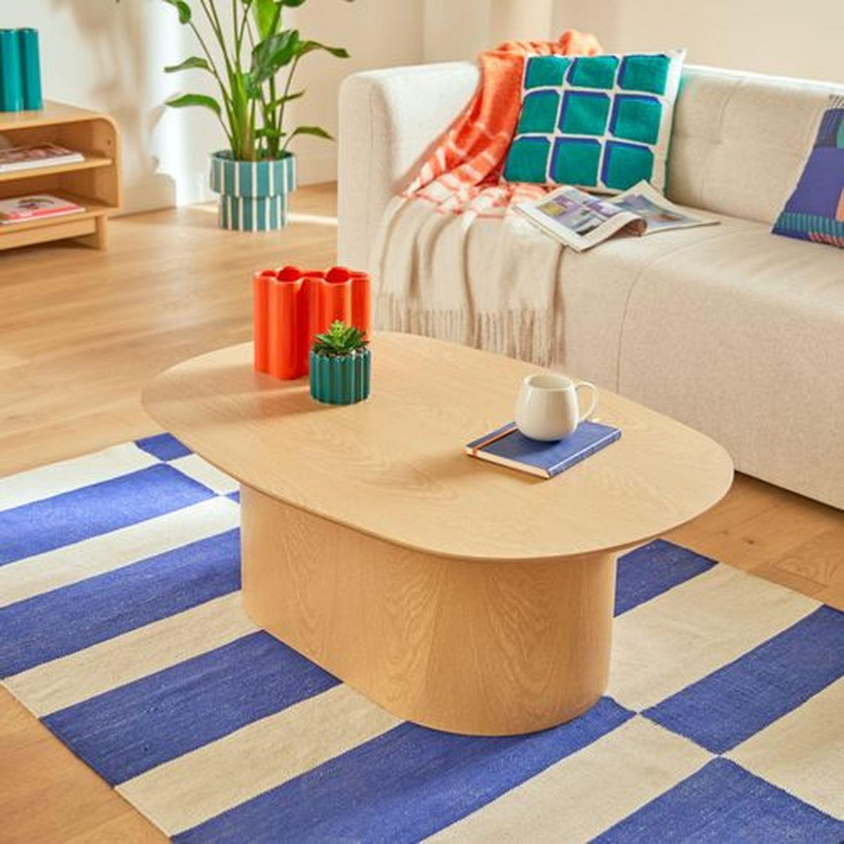 ATMOSPHERA Table basse ovale en bois LEE - Beige