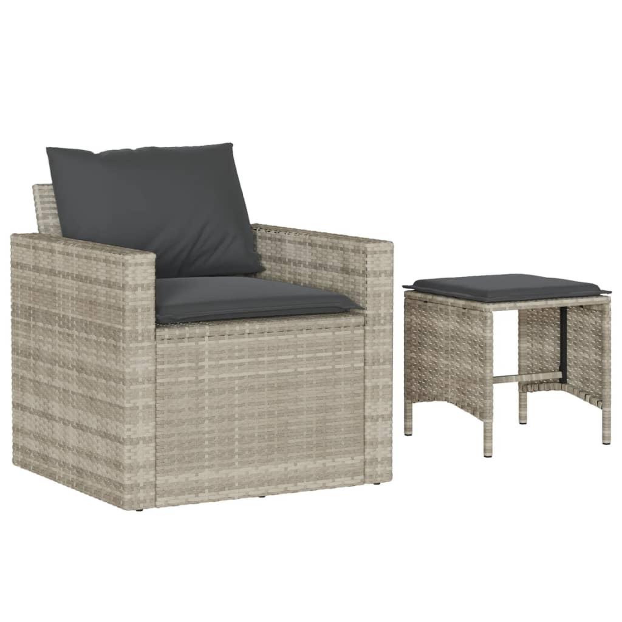 Voir la diapositive 3 : VIDAXL Salon de jardin 4 pcs avec coussins gris clair resine tressee