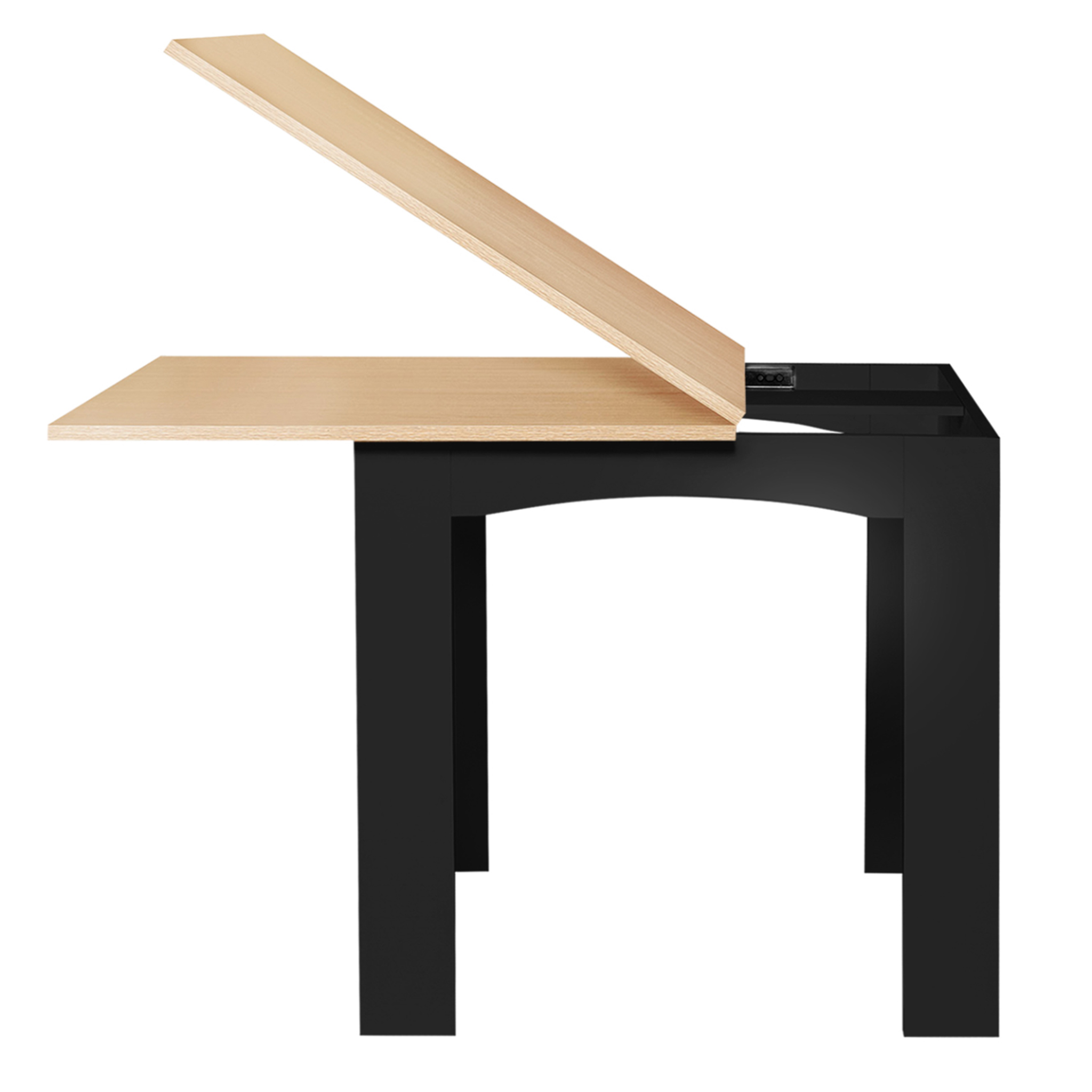 Voir la diapositive 3 : ID MARKET Table à manger extensible rectangle dona 4-8 personnes noire plateau façon hêtre 80-160 cm