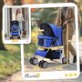 Voir la diapositive 3 : PAWHUT Poussette buggy pliable animaux chariot pliant chien chat porte-gobelet panier de rangement inclus roues avec frein tissu 600D Oxford métal bleu