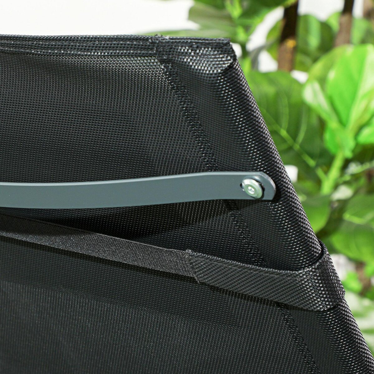 OUTSUNNY Chaise longue à bascule rocking chair design contemporain métal textilène noir