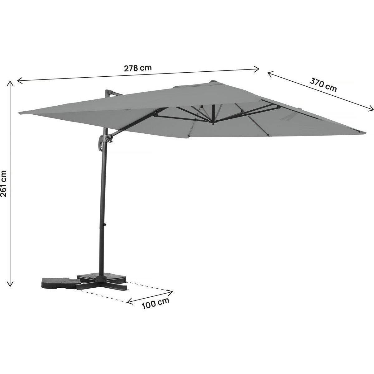 Habitat et Jardin Parasol jardin déporté en aluminium  Sky 4  - 3 x 4 m - Gris