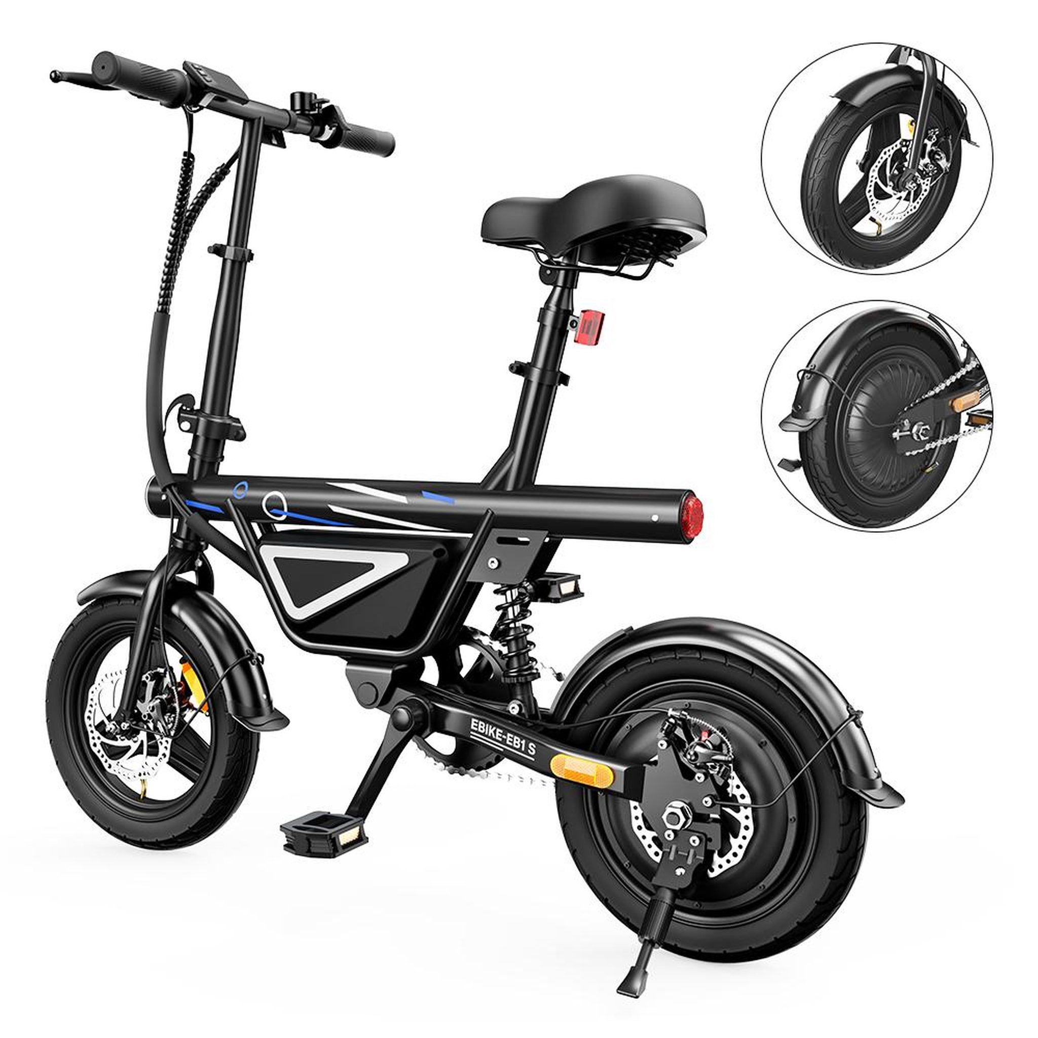 Voir la diapositive 2 : ISCOOTER iScooter EB1S Vélo électrique pliant 14  250 W 50 km en ville avec application, noir