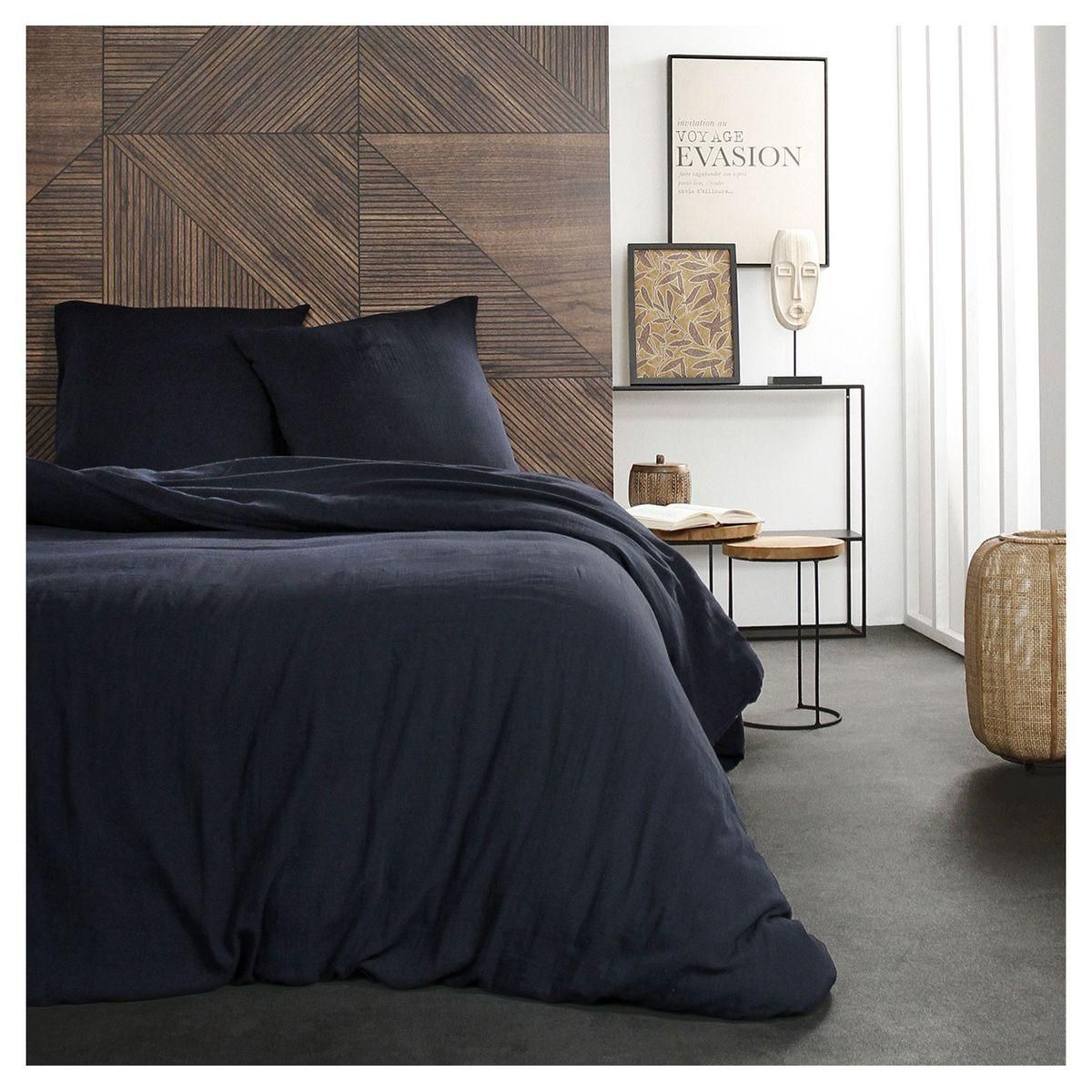 TODAY Parure housse de couette unie en gaze de coton SOWETO