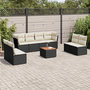 Voir la diapositive 1 : VIDAXL Salon de jardin 9 pcs avec coussins noir resine tressee