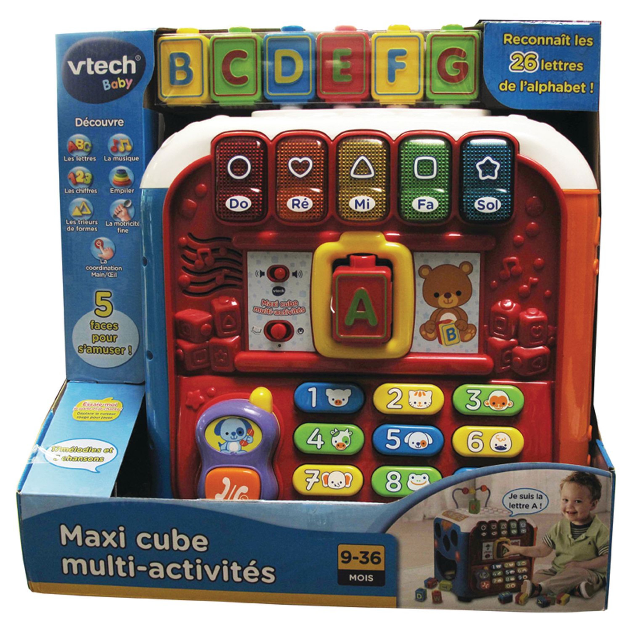 Voir la diapositive 2 : VTECH Maxi cube multi-activités rouge