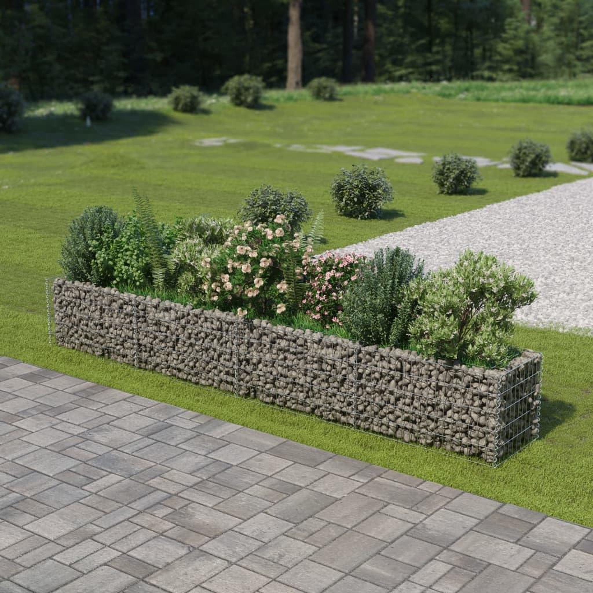 Voir la diapositive 1 : VIDAXL Lit sureleve a gabion Acier galvanise 360x50x50 cm