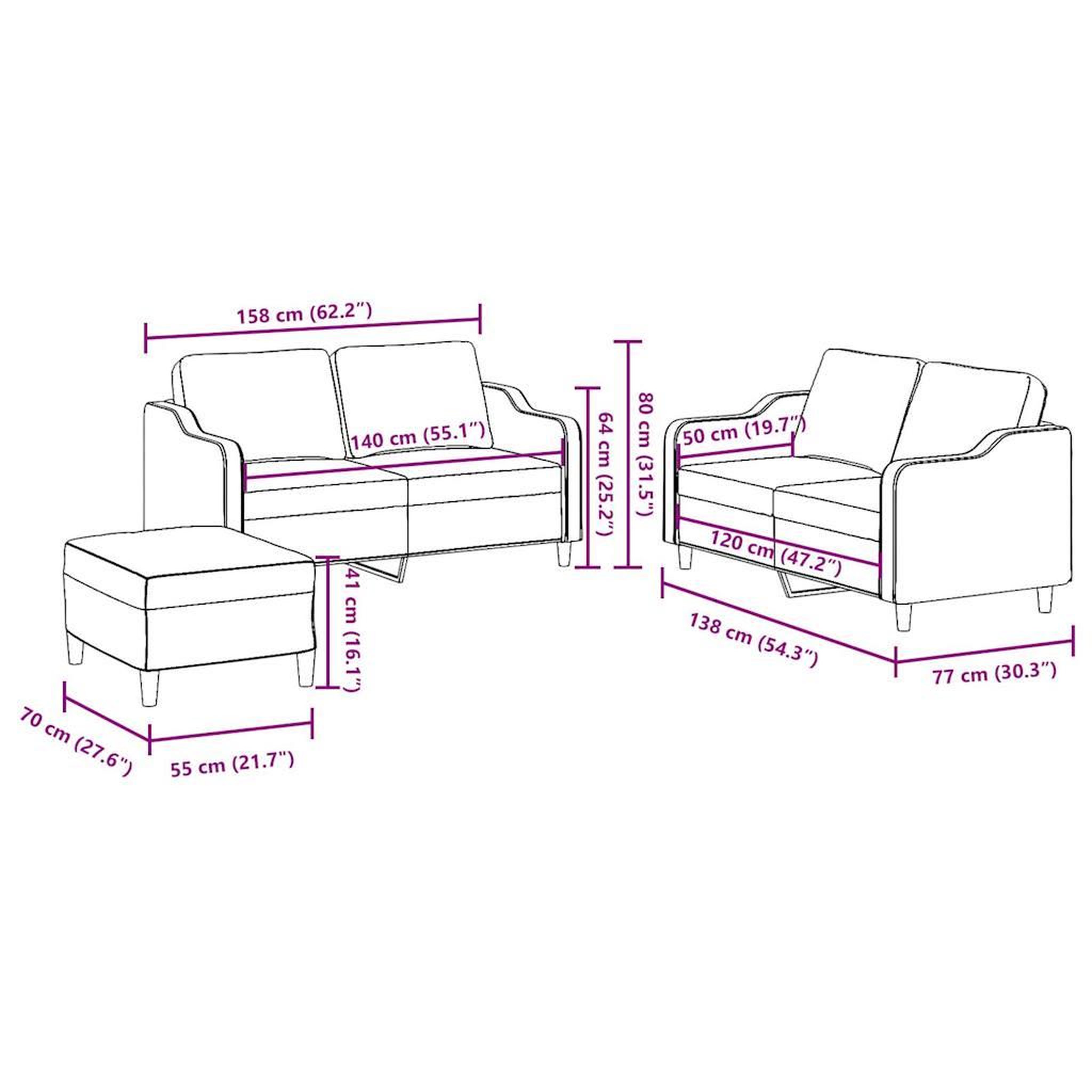 Voir la diapositive 6 : VIDAXL Ensemble de canapes 3 pcs avec coussins Noir Tissu