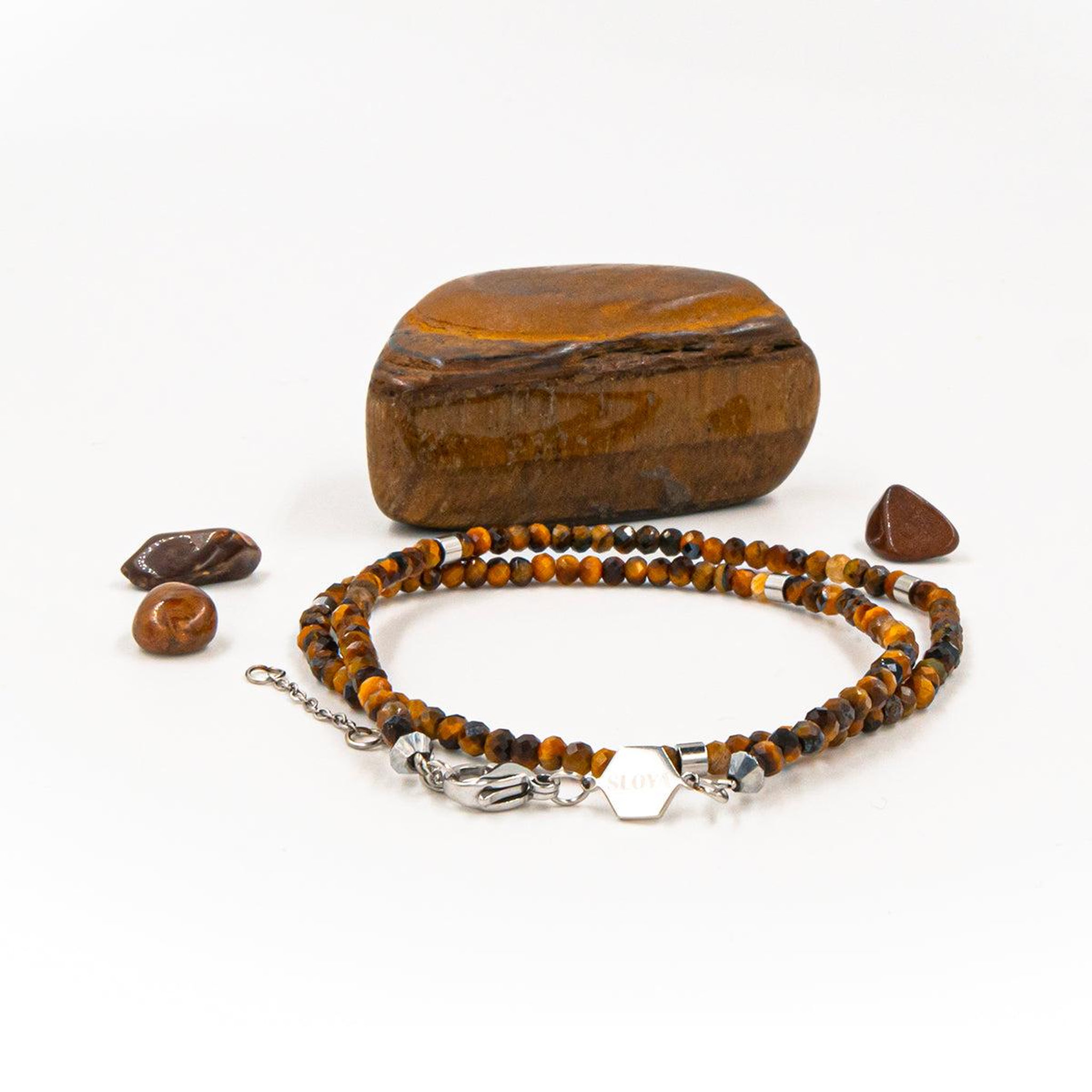 Voir la diapositive 4 : SLOYA Bracelet Lumia en pierres Oeil de Tigre