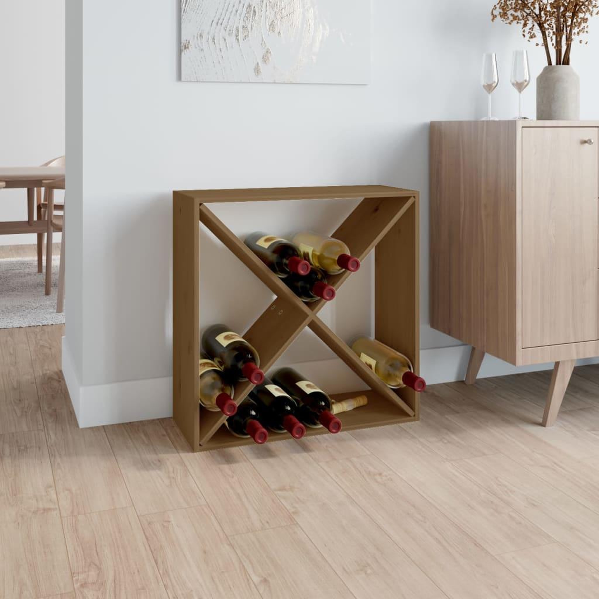 Voir la diapositive 1 : VIDAXL Armoire a vin Marron miel 62x25x62 cm Bois de pin massif