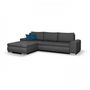 Voir la diapositive 3 : MARKET24 Canapé d'angle convertible réversible 5 places Indian - Tissu gris foncé - L 289 x P 94/188 x H 88 cm
