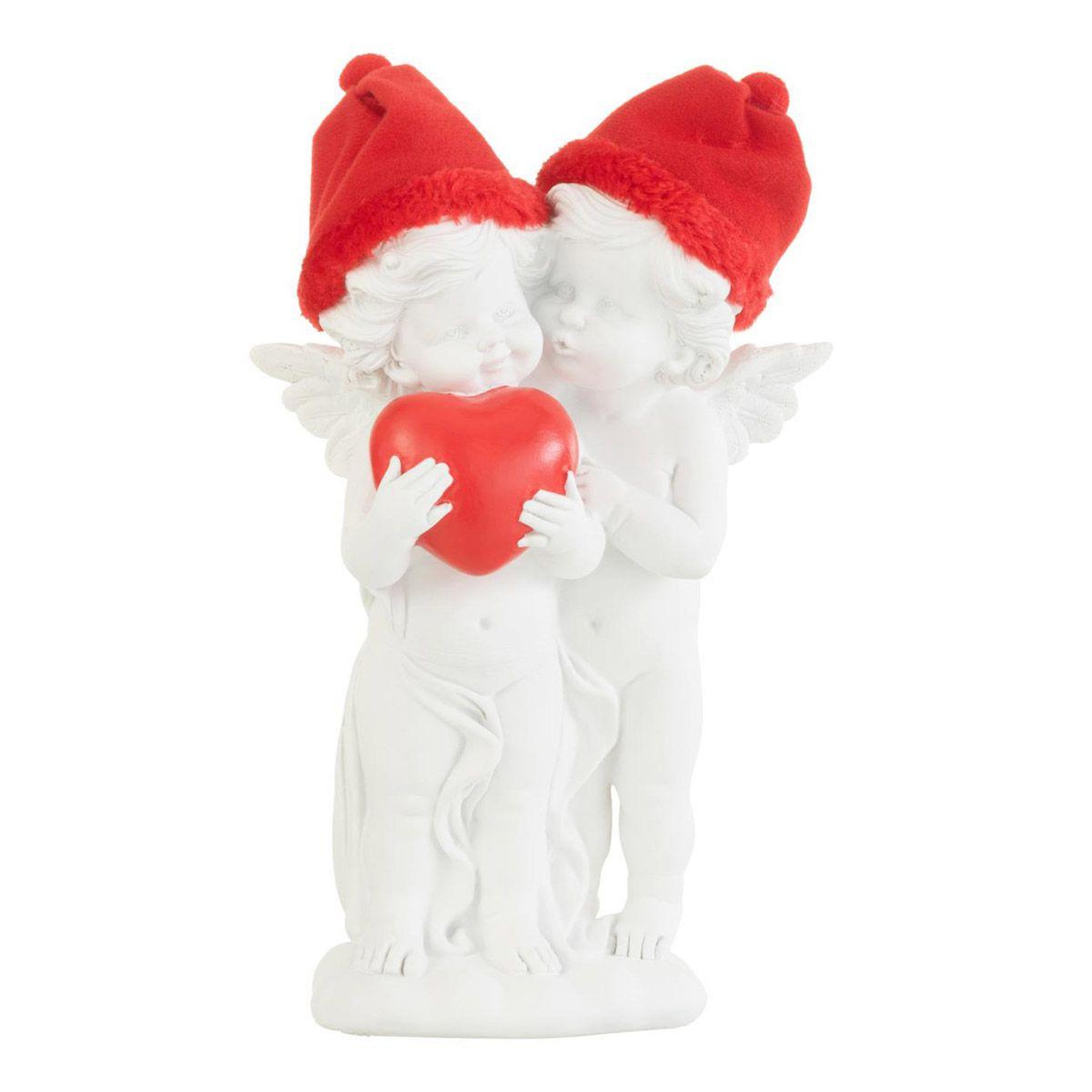 J-LINE Statuette ange debout  cœur  26cm blanc & rouge