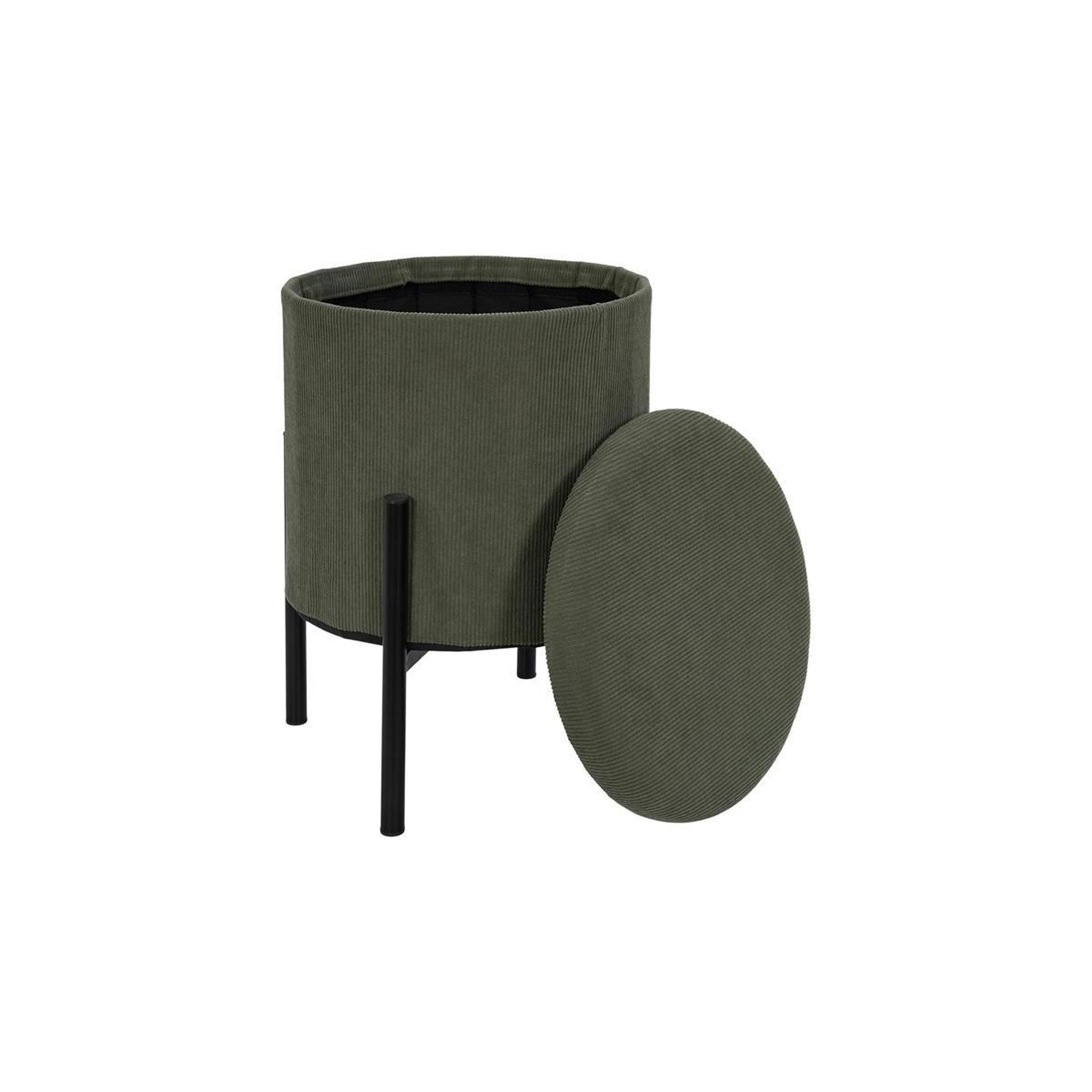 Voir la diapositive 3 : The Home Deco Factory Pouf de Rangement Côtelé  Jules  41cm Vert