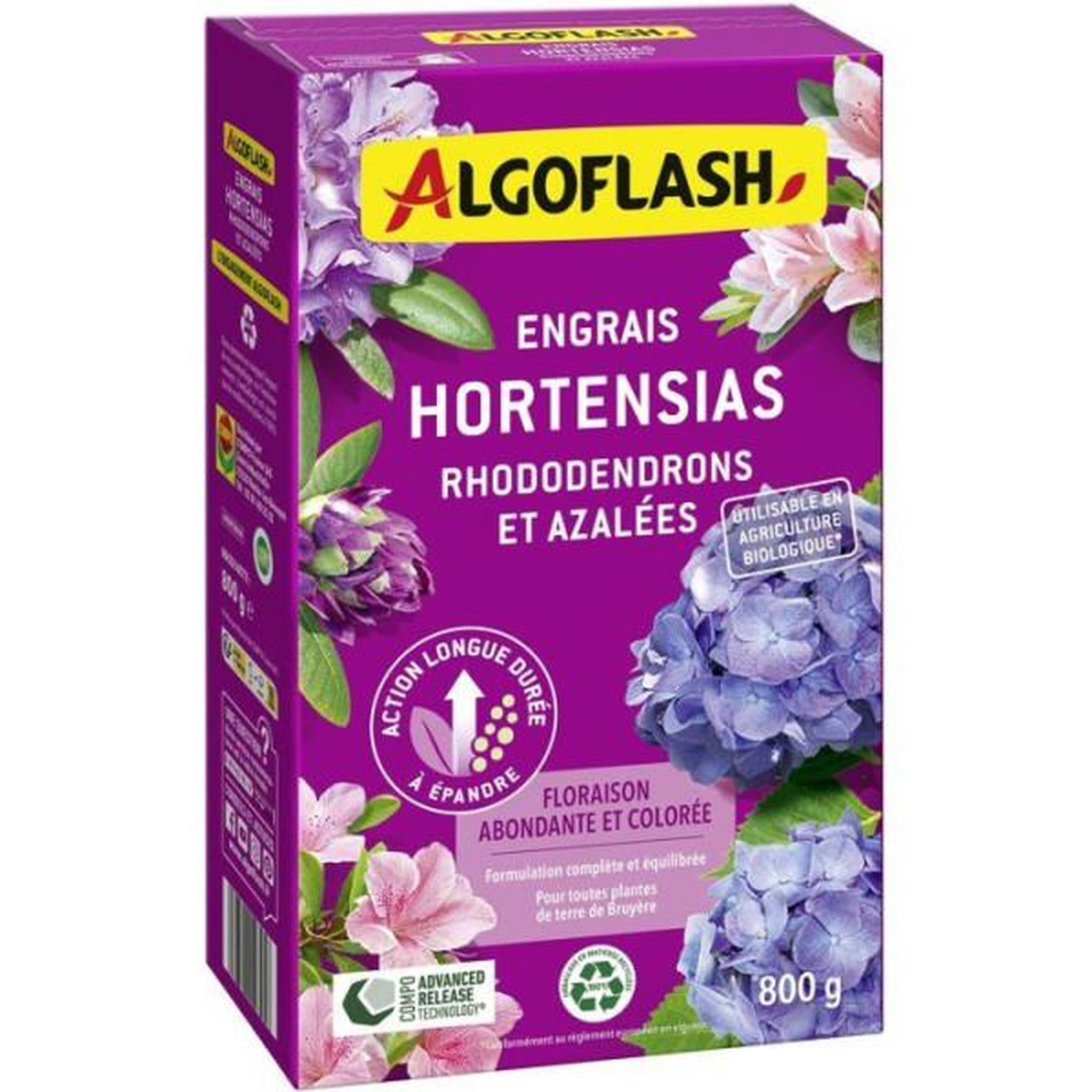 ALGOFLASH Engrais acidophiles - algoflash - hortensias, rhododendrons & azalées - 800 g - uab