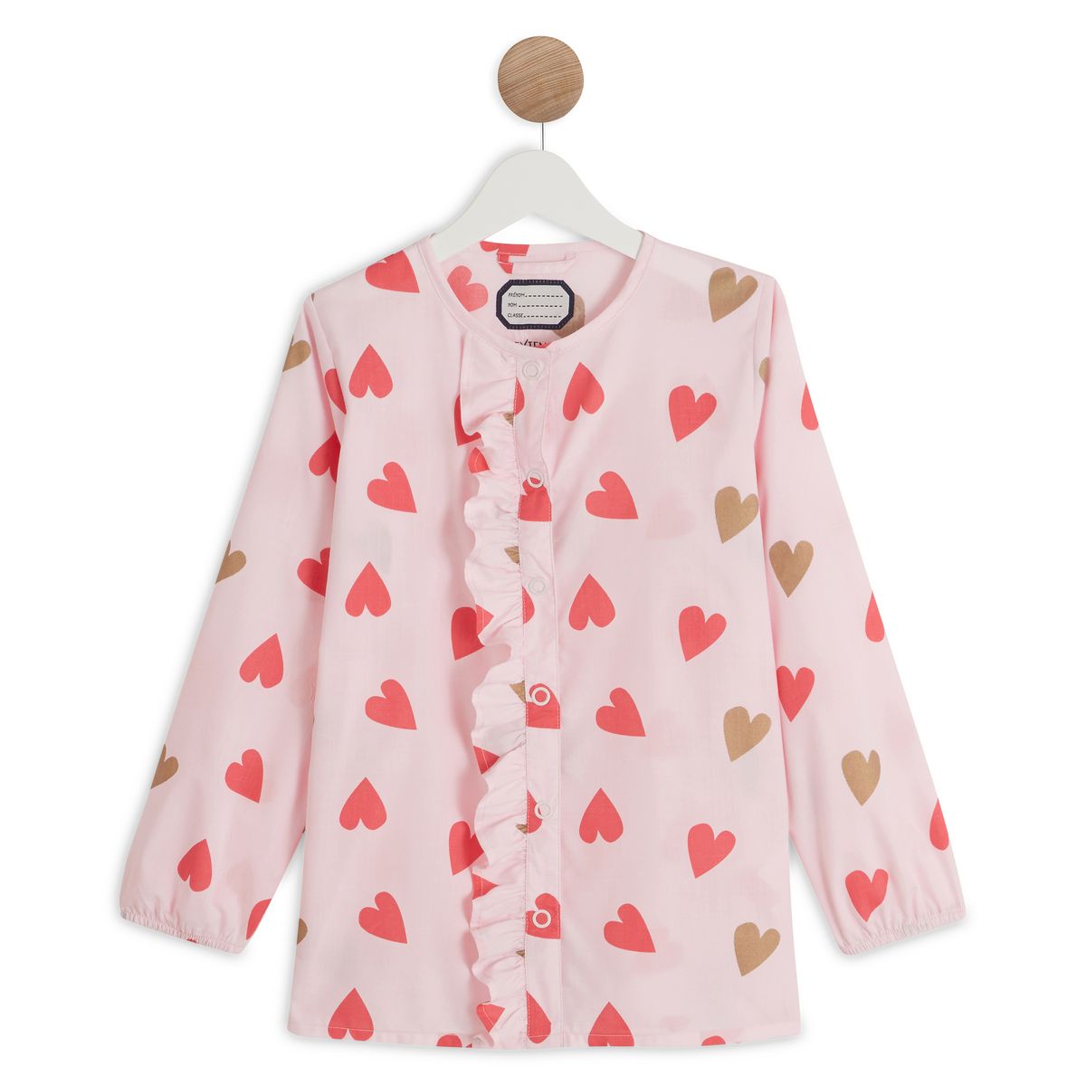 INEXTENSO Tablier en tissus coeurs à volants fille