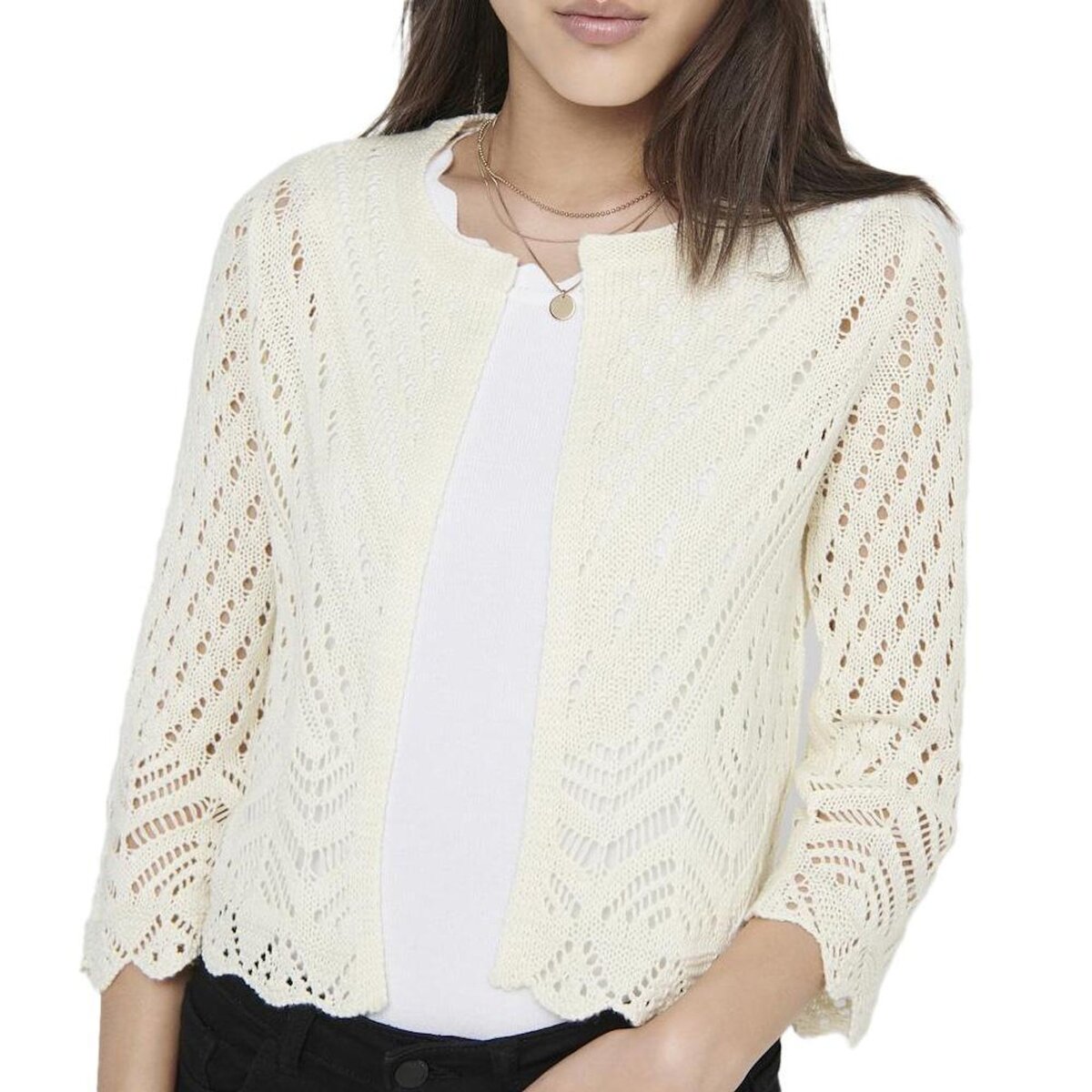 JACQUELINE DE YONG Cardigan Ecru FemmeJDY Sun 3/4 Cropped