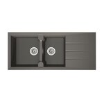 STRADOUR STRADOUR Evier cuisine a encastrer 2 bacs + 1 egouttoir Aloa - Resine - 116 x 50 cm - Gris beton