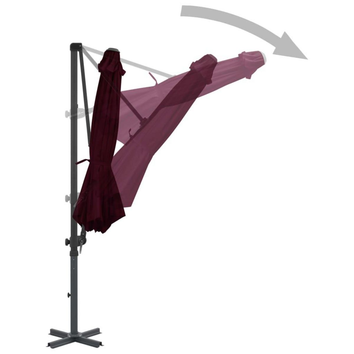VIDAXL Parasol de jardin en porte-a-faux avec mat en aluminium rouge