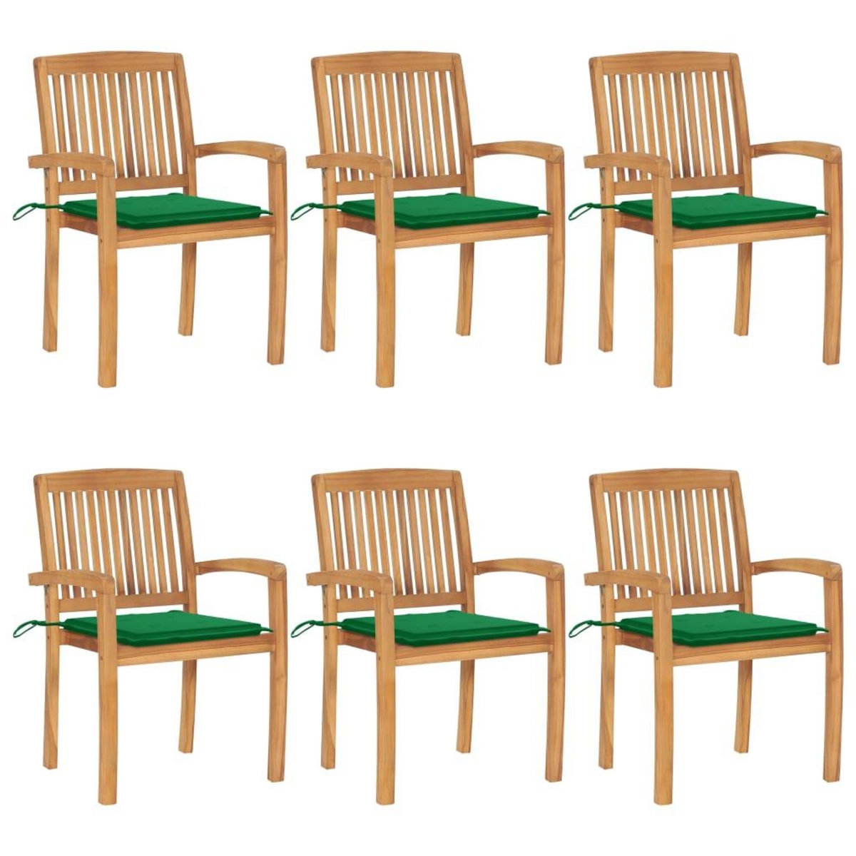 VIDAXL Chaises de jardin empilables avec coussins lot de 6 Teck solide