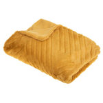 ATMOSPHERA Plaid Imitation Fourrure  Geo  120x160cm Ocre