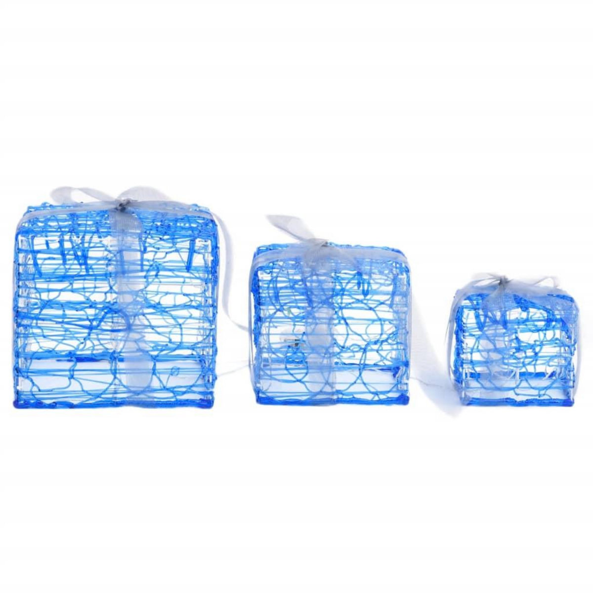 VIDAXL Boîtes-cadeaux de Noël decoratives 3 pcs Acrylique Blanc froid