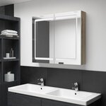 VIDAXL Armoire de salle de bain a miroir a LED Blanc et chene