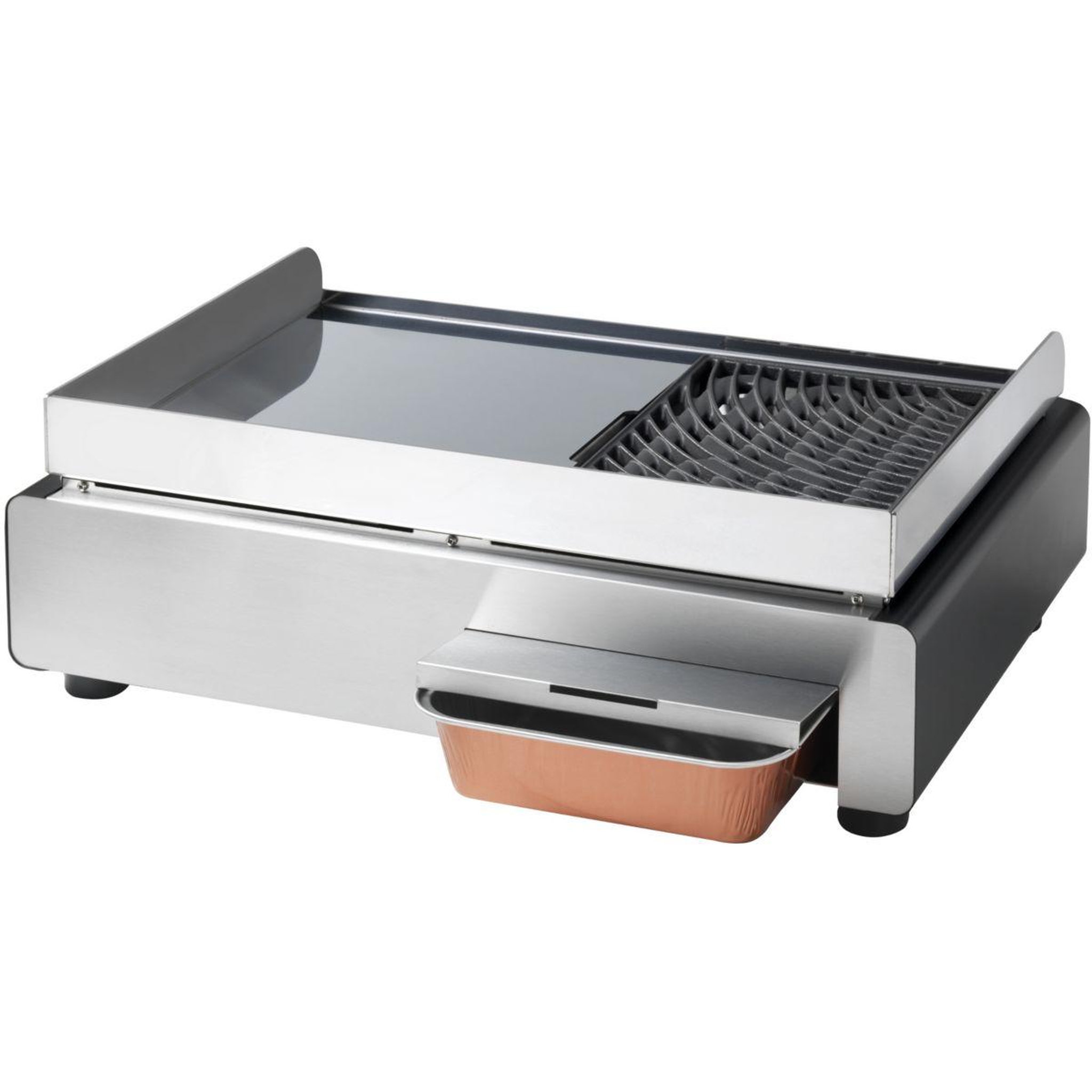 Voir la diapositive 5 : KRAMPOUZ Plancha électrique gecio2oa00 gecio2oa00 inox zones barbecue/plancha 2 brûleurs à poser, 70x40 cm