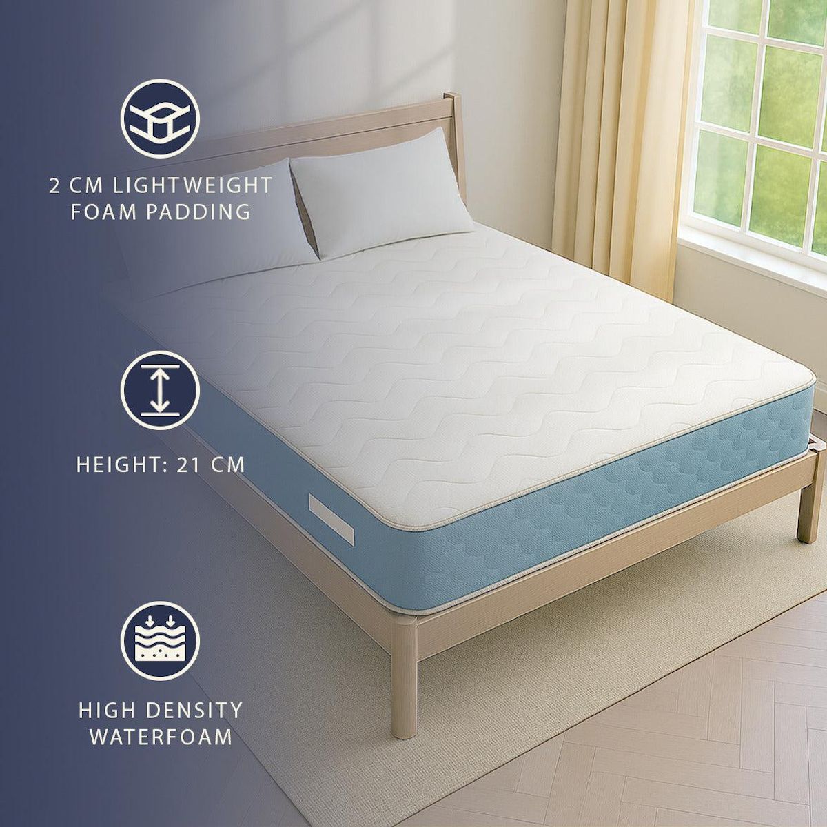 THE WHITE STONE Matelas Orthopédique 80x190 cm | Hauteur 21 cm | Dispositif Médical Classe 1 | Ergonomique & Respirant | Fabriqué en Italie