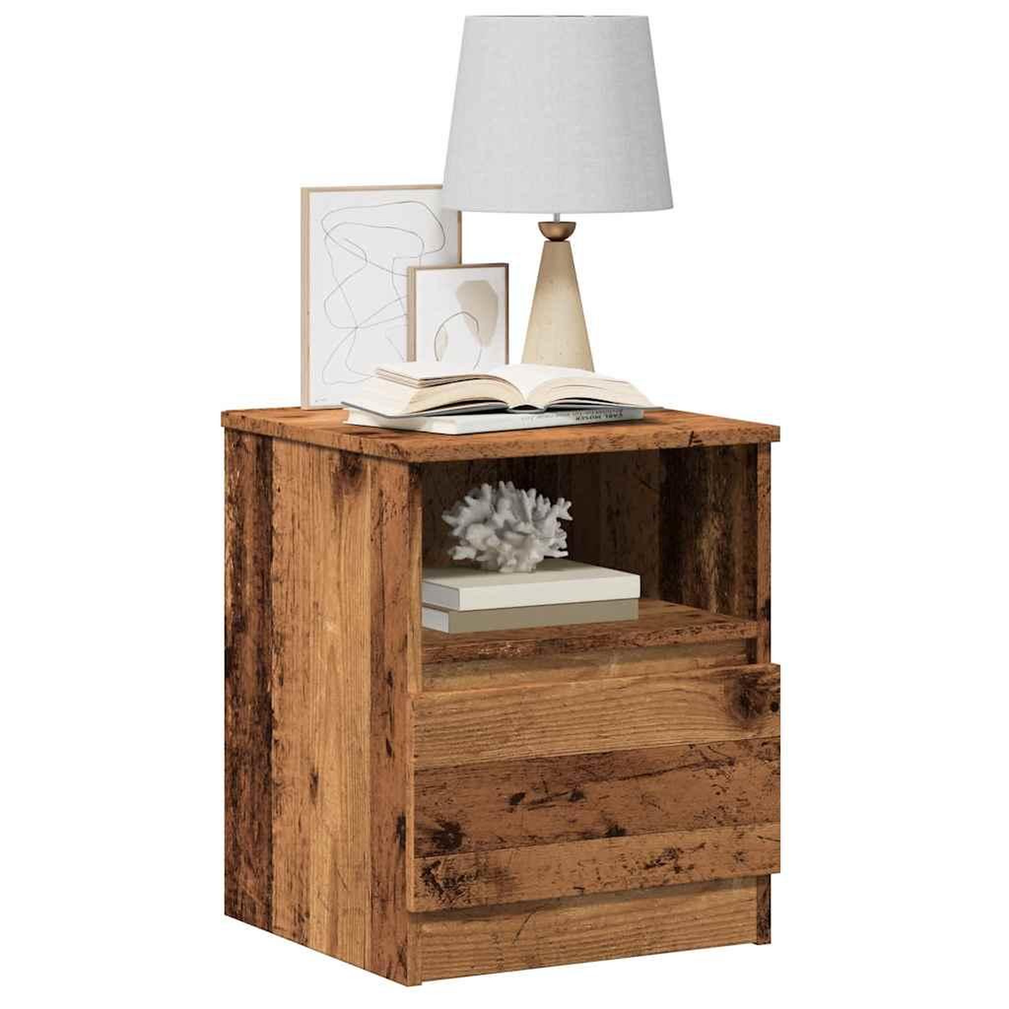 VIDAXL Table de chevet 2 pcs vieux bois 40x40x50 cm bois d'ingenierie