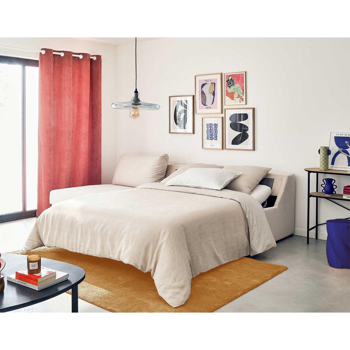 LISA DESIGN Palmira - canapé d'angle gauche - 4 places - convertible couchage quotidien - matelas 14 cm - en velours côtelé