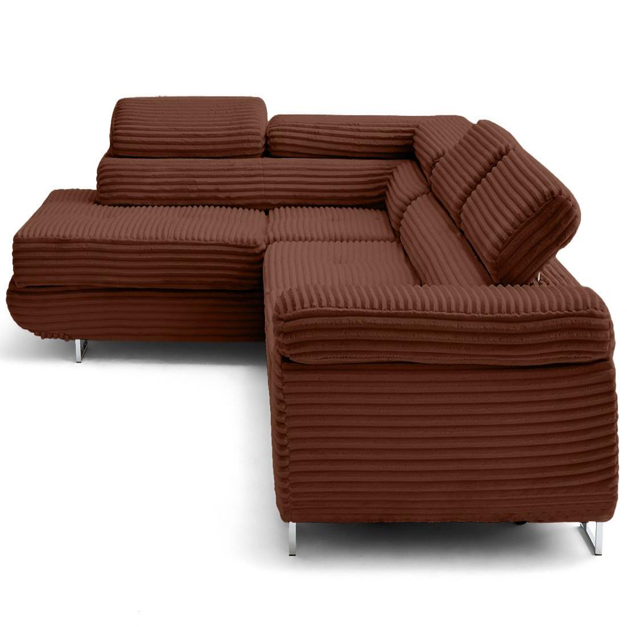Voir la diapositive 3 : LISA DESIGN Zaria - canapé d'angle gauche 5 places convertible avec coffre et têtières en velours côtelé grosses côtes