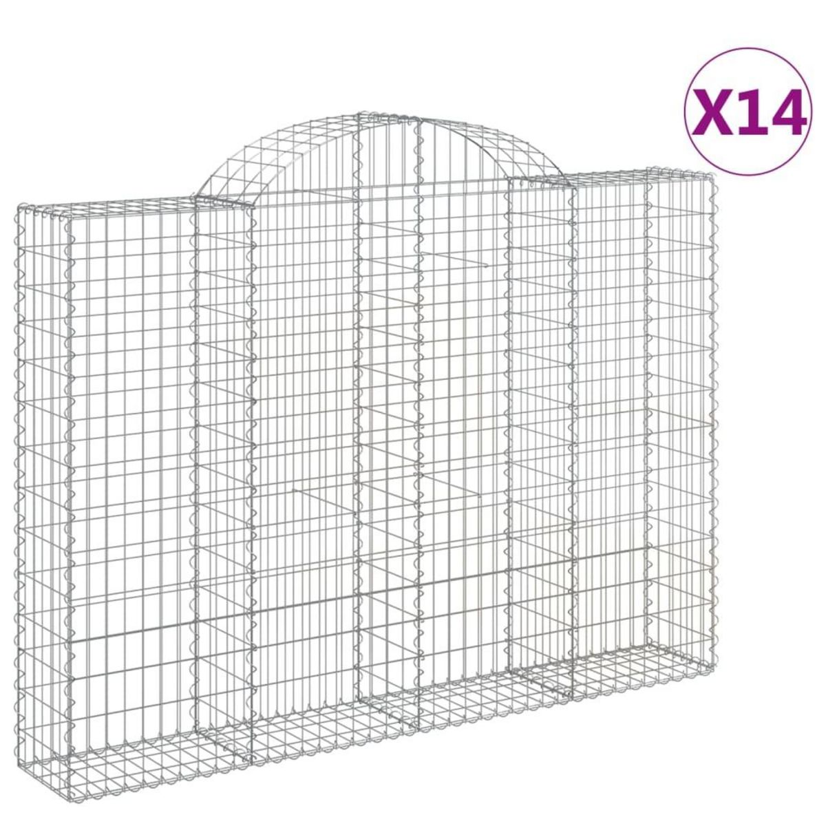 VIDAXL Paniers a gabions arques 14 pcs 200x30x140/160 cm Fer galvanise