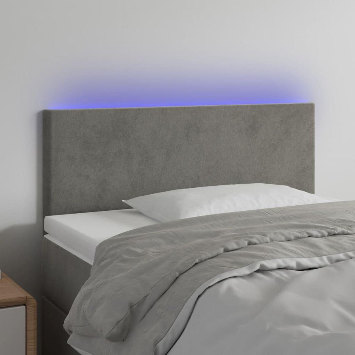 VIDAXL Tete de lit a LED Gris clair 90x5x78/88 cm Velours