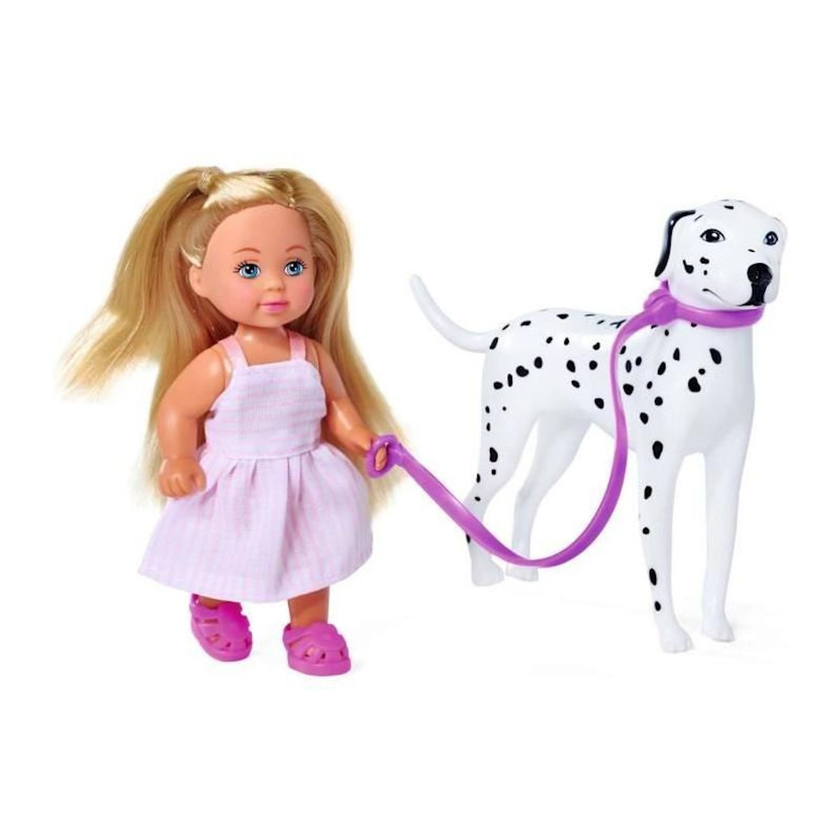 STEFFI LOVE Steffi Love poupée dalmatien + Evi Love - 2 poupées 29 et 12 cm - 2 Figurines Dalmatien - Trotinette Evi - Des 3 ans