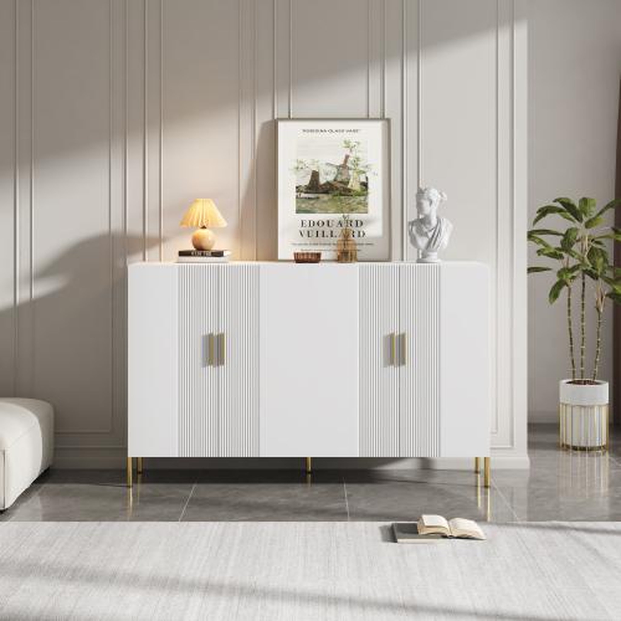 Voir la diapositive 4 : MERAX Buffet 4 porte(s) 0 tiroir(s) - 160 cm blanc panneau de particules