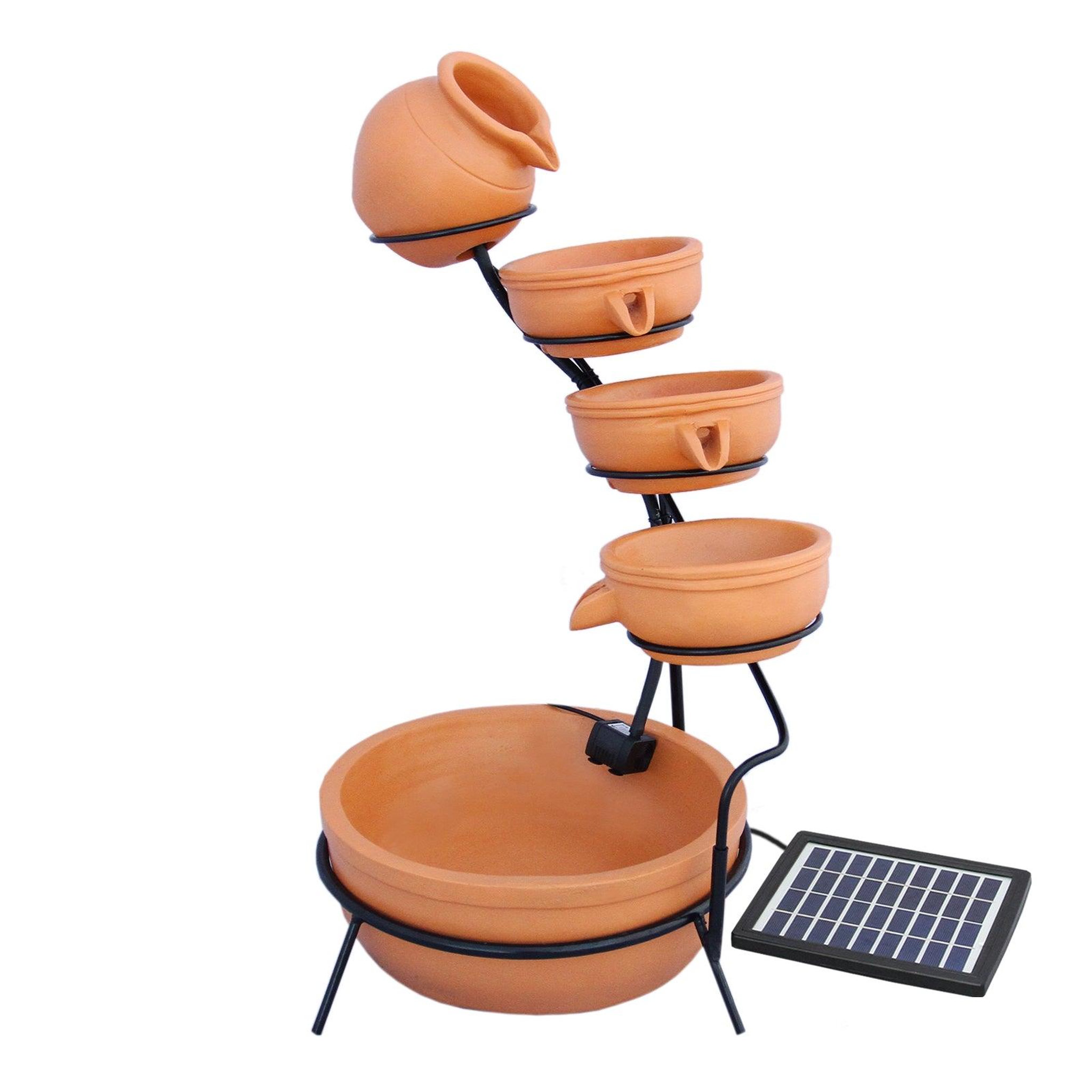 Voir la diapositive 1 : MONSTERSHOP Fontaine de jardin à 4 niveaux avec panneau solaire