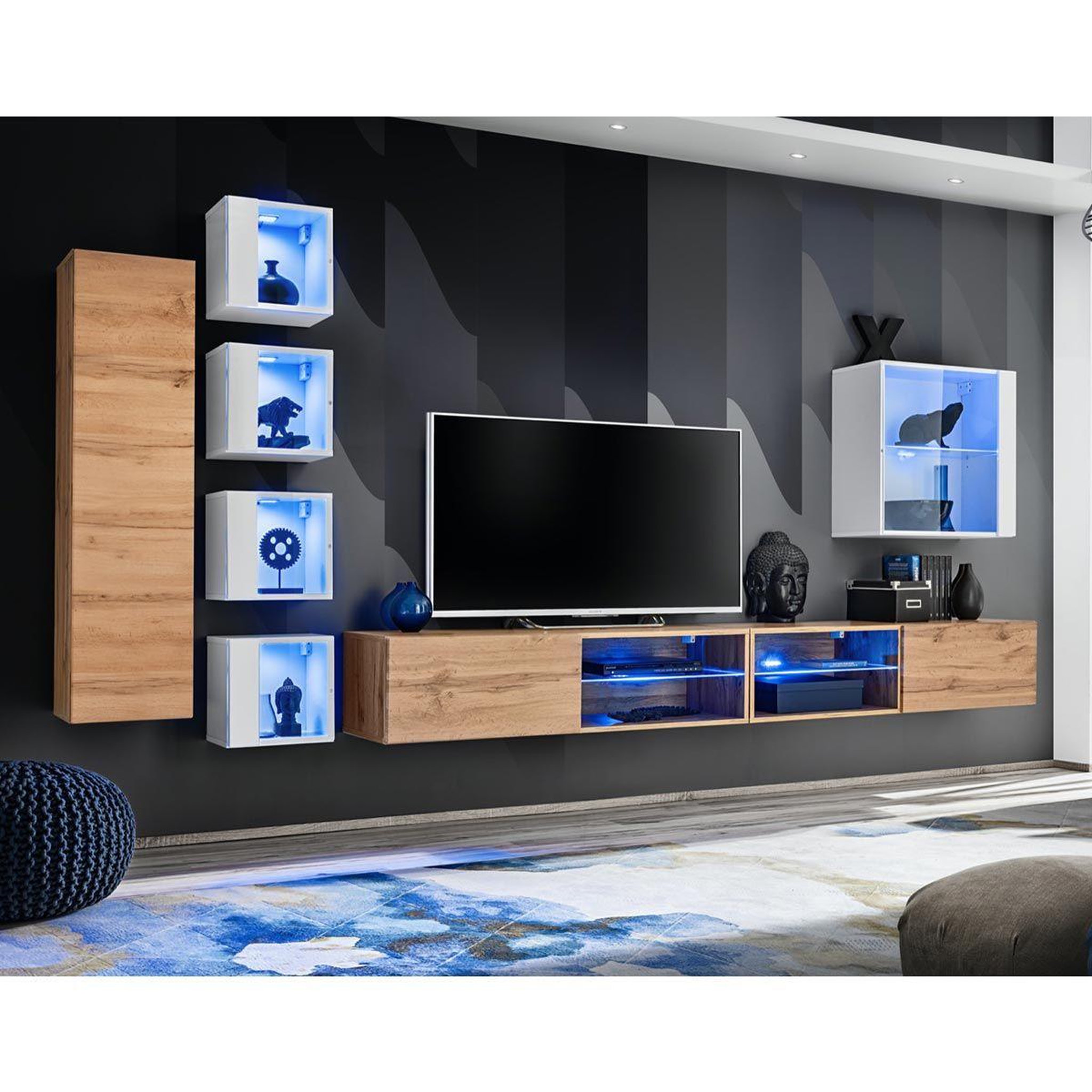 Paris Prix Ensemble meuble tv  switch xxvi  320cm naturel & blanc