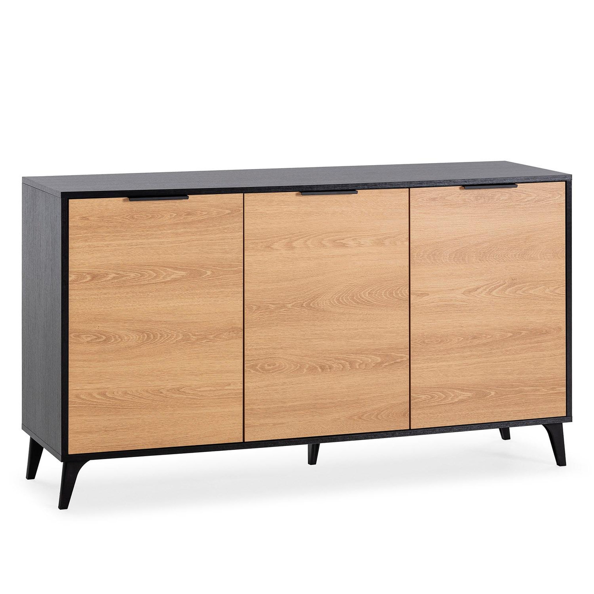 VS VENTA-STOCK Buffet Kalma 3 portes en noir/chêne, largeur 136 cm
