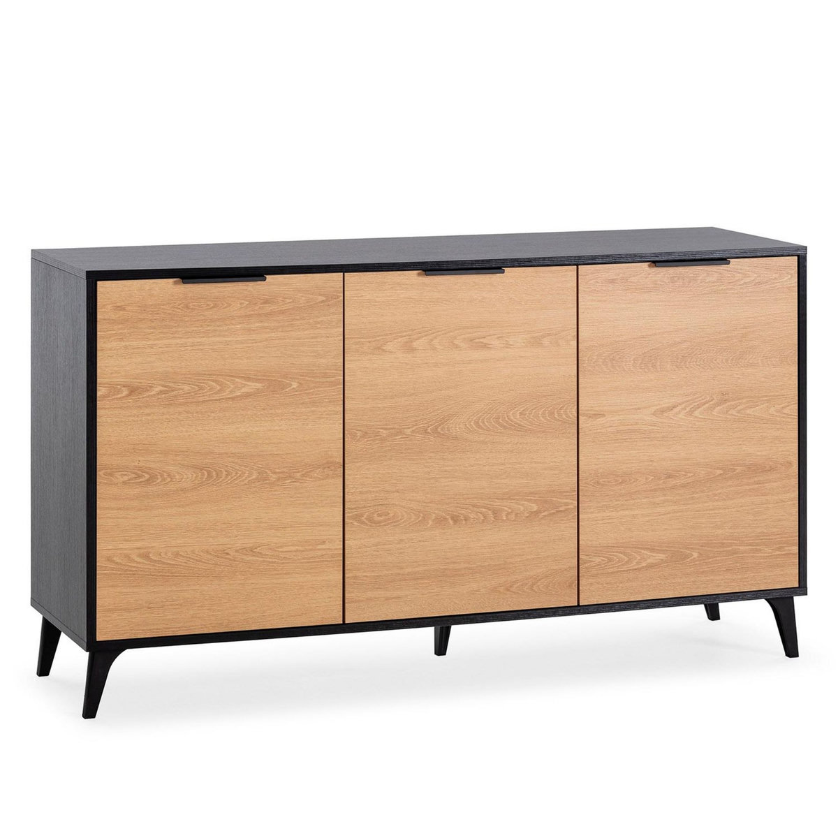 VS VENTA-STOCK Buffet Kalma 3 portes en noir/chêne, largeur 136 cm