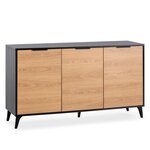 VS VENTA-STOCK Buffet Kalma 3 portes en noir/chêne, largeur 136 cm