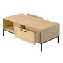Voir la diapositive 4 : BEST MOBILIER Nagato - table basse - cannage et effet bois - 1 tiroir et 1 niche - 110 cm