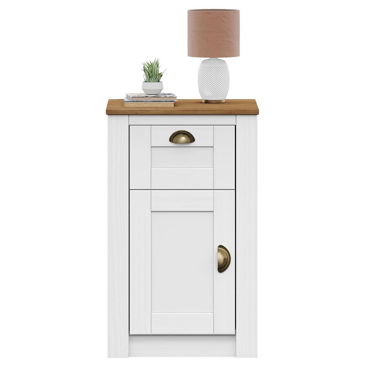 IDIMEX Table de chevet BOLTON avec 1 tiroir et 1 porte, en pin massif