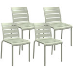 OUTSUNNY Lot de 4 chaises de jardin empilables avec assise et dossier à lattes vert