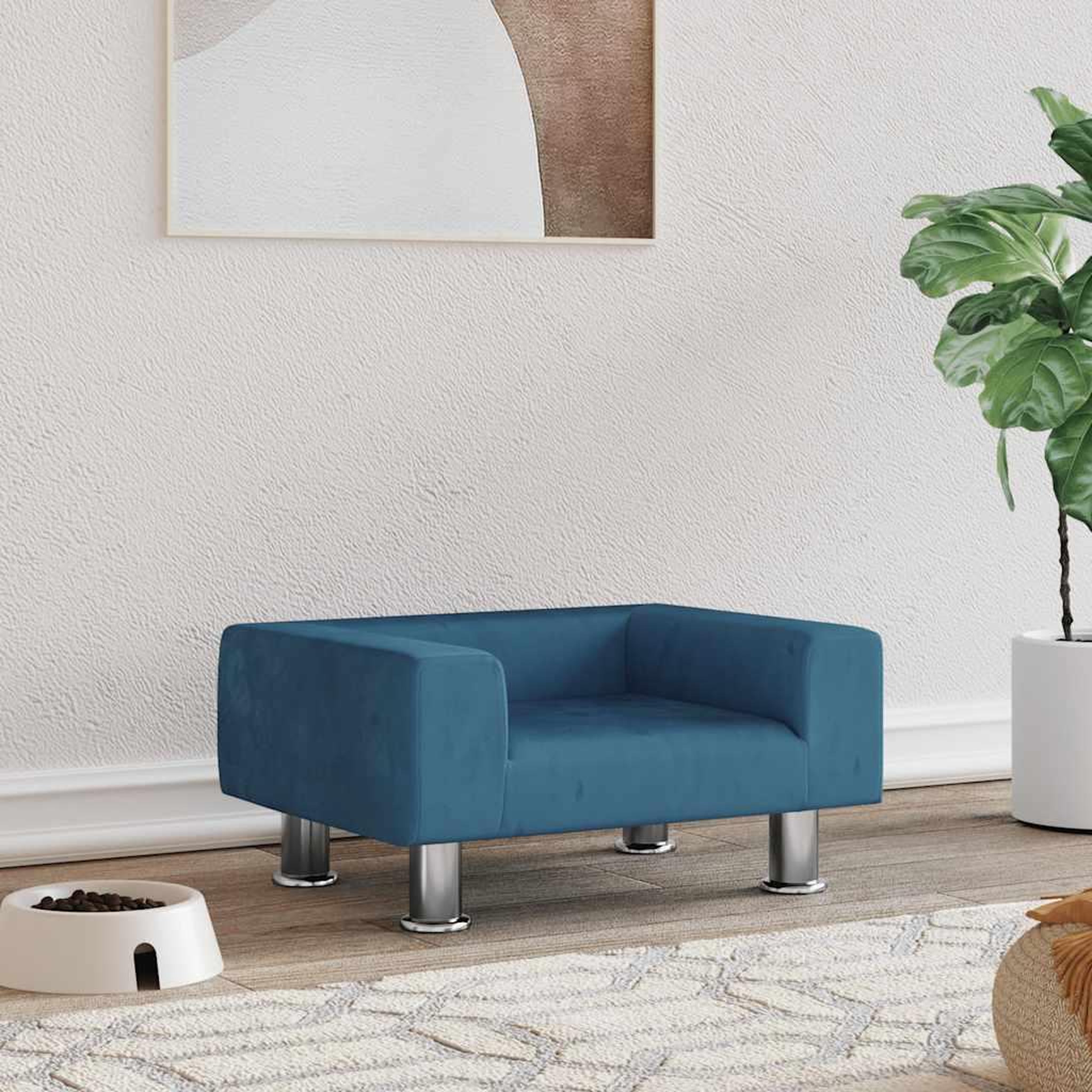 Voir la diapositive 1 : VIDAXL Lit pour chien bleu 50x40x26,5 cm velours
