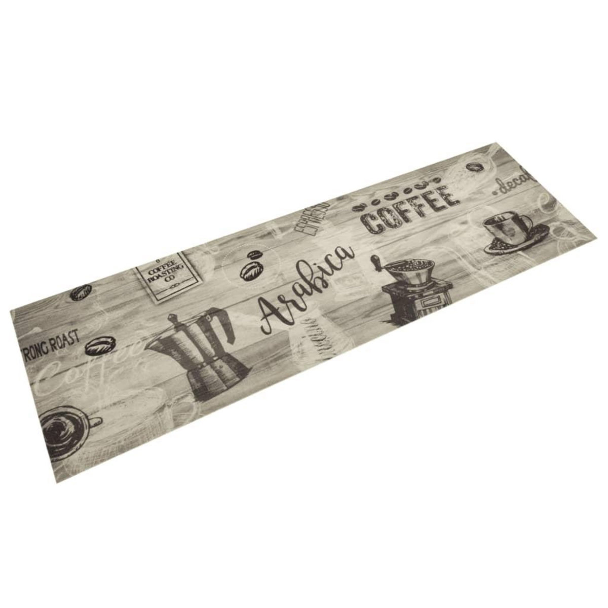 VIDAXL Tapis de cuisine lavable imprime cafe gris 45x150 cm velours