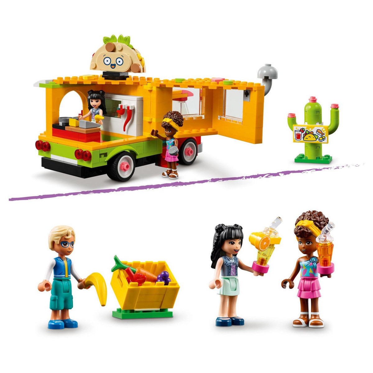 LEGO Friends 41701 Le Marché de Street Food, Jouet Camion Bar à Jus pour Enfants +6 ans