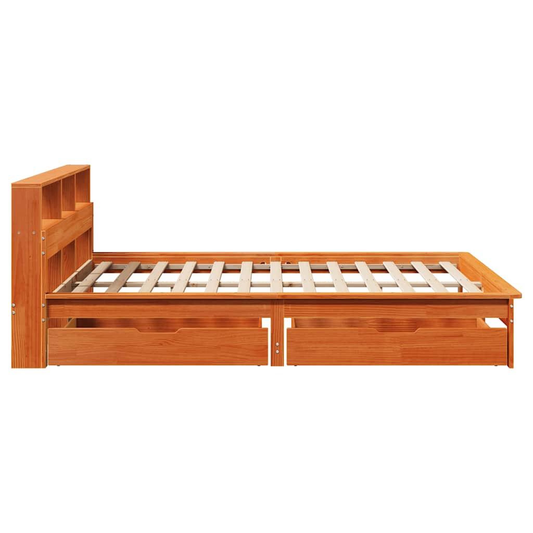 Voir la diapositive 5 : VIDAXL Lit bibliotheque sans matelas cire marron 140x200 cm pin massif