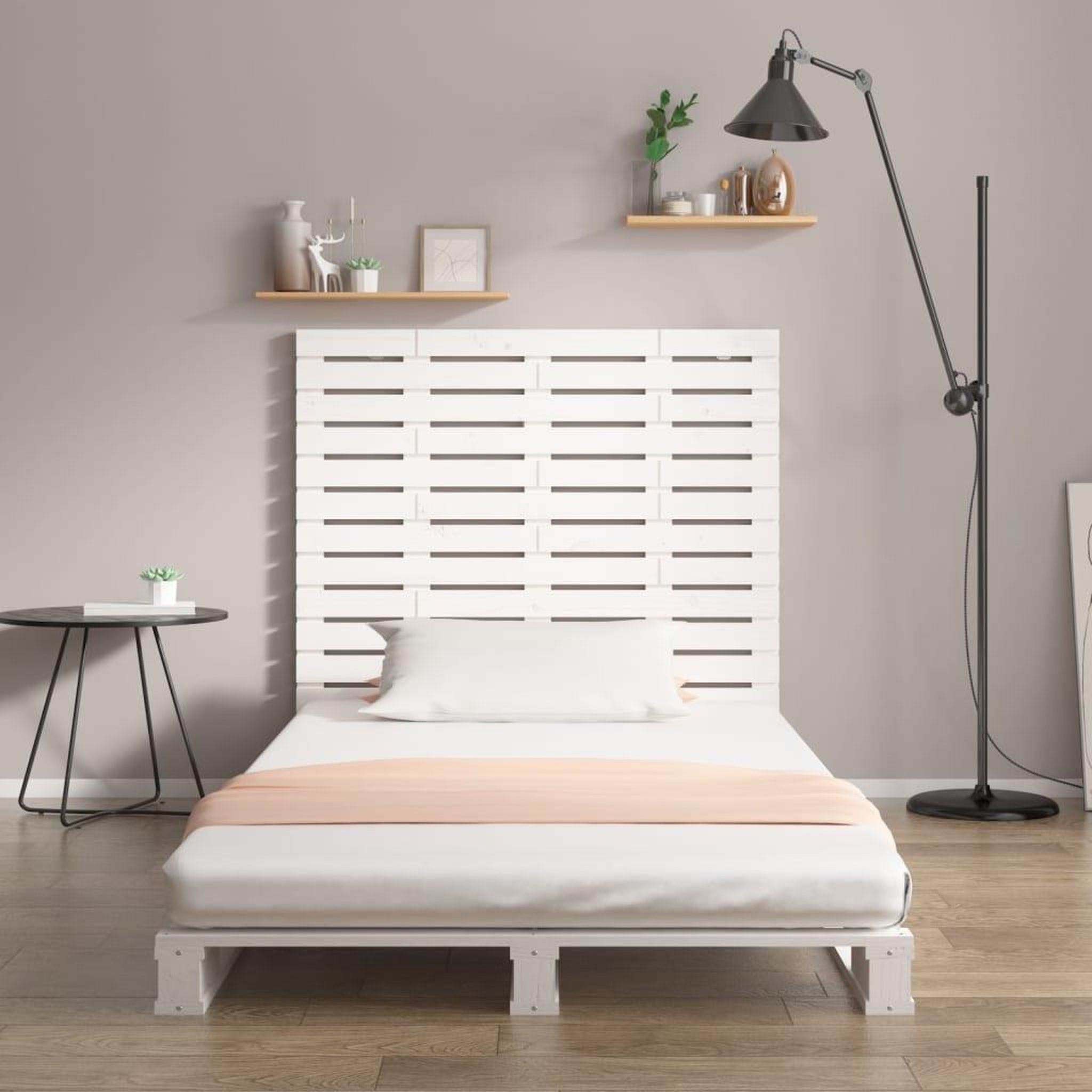 Voir la diapositive 3 : VIDAXL Tete de lit murale Blanc 106x3x91,5 cm Bois massif de pin
