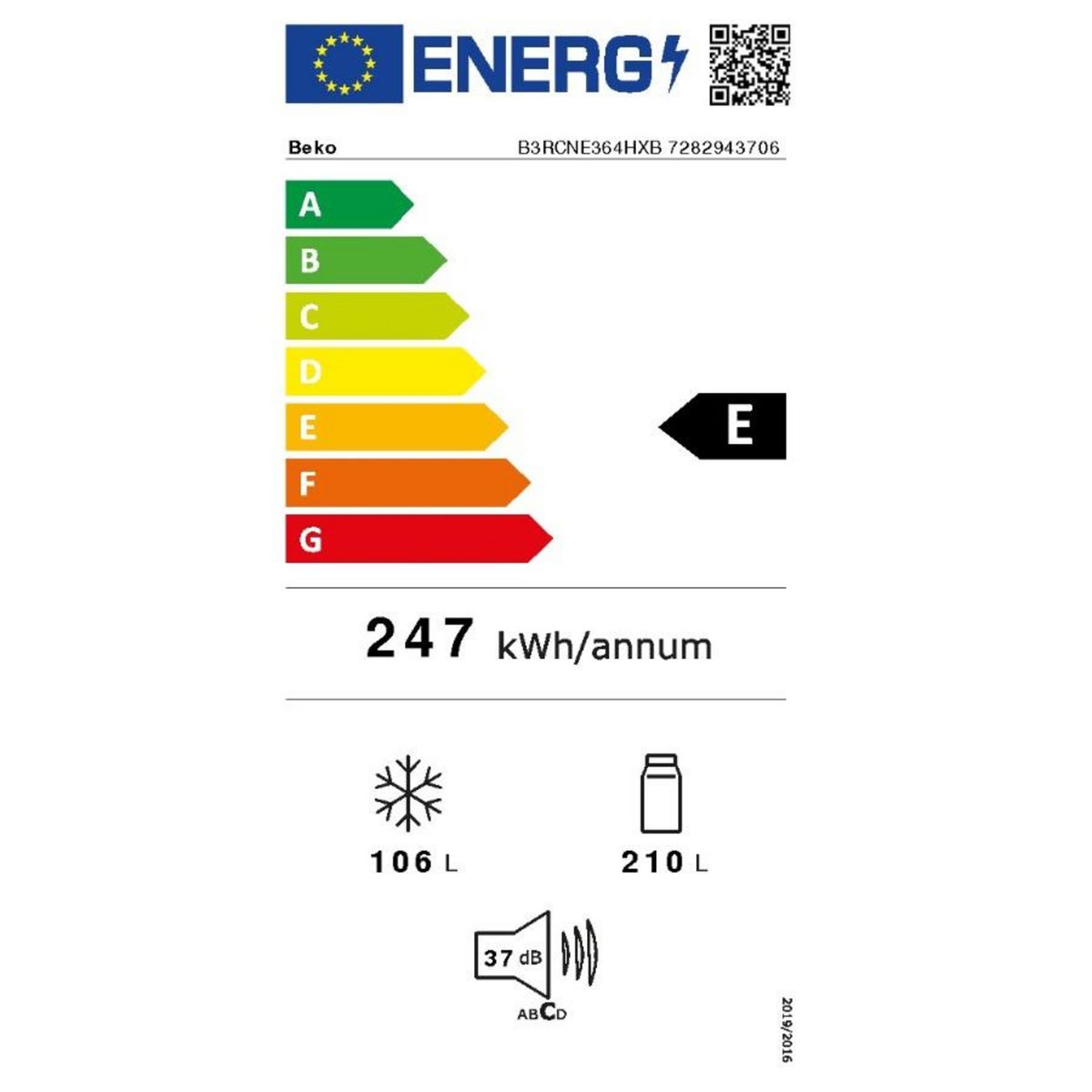 Beko Réfrigérateur combiné 60cm 316l nofrost - B3RCNE364HXB